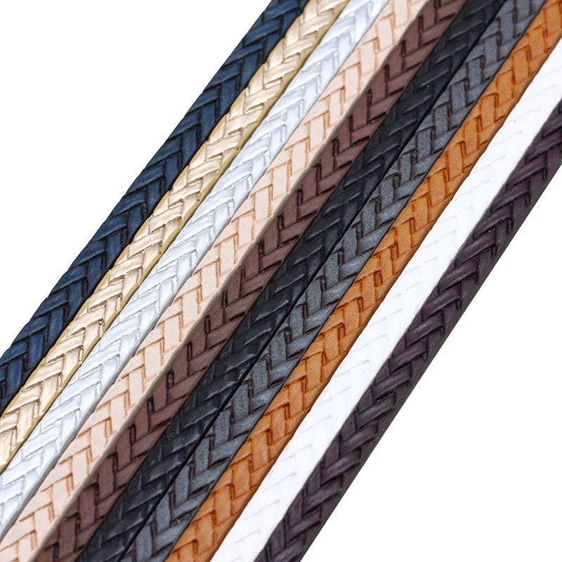 XCHARMS 5 мм плоский шнур из искусственной кожи плетеная веревка Diy Ювелирные изделия фурнитура аксессуары модные материалы для изготовления ювелирных изделий для браслетов