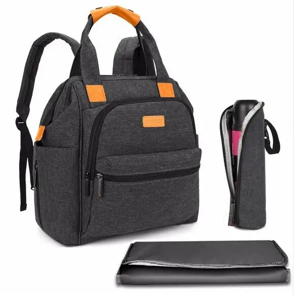 Бринч модная сумка для подгузников Детская сумка водонепроницаемый Легкий Многофункциональный рюкзак для мам сумка для ухода за ребенком - Цвет: black