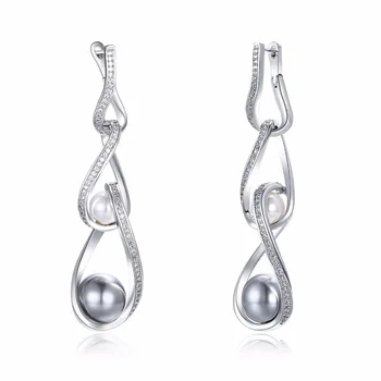 

Direct Selling New Bohemia Brinco simulated Pearl Drop Earrings Setting with Cubic Zirconia Wedding Earrings Drop shipping