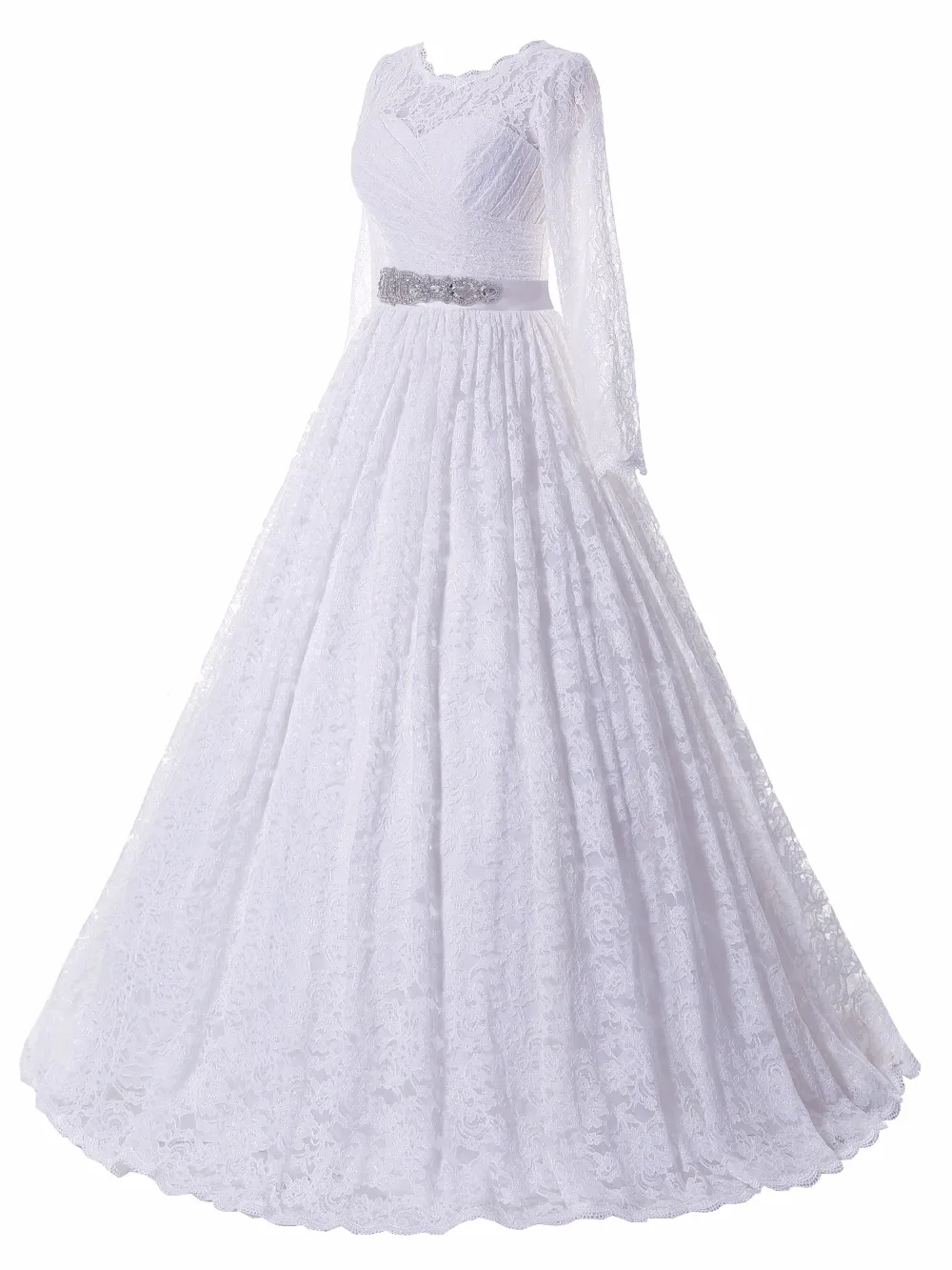 Solovedress, кружевное платье с круглым вырезом, настоящая фотография, Pus, размер совок, длинный рукав, свадебное платье, бальное платье, свадебное платье с поясом SLDW90099