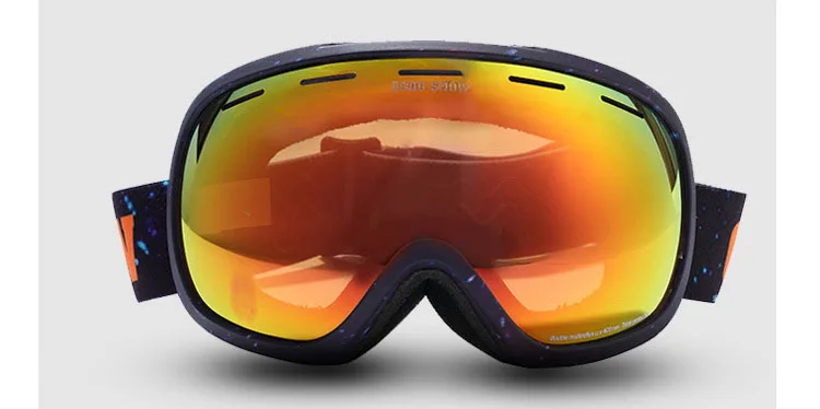 Большие зеркальные мужские или женские настоящие двойные противотуманные лыжные очки с УФ-покрытием, сферические очки для сноубординга, снежные очки и коробка - Цвет: picture color