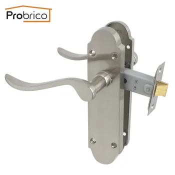 

Probrico Door handles for Interior Door Lock Keyless Passage Lock Wave Shape front back levers with panel door latch Hardware