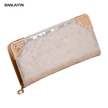 

Female Sequin Stone Pattern Zipper Long Section Wallet Silver
