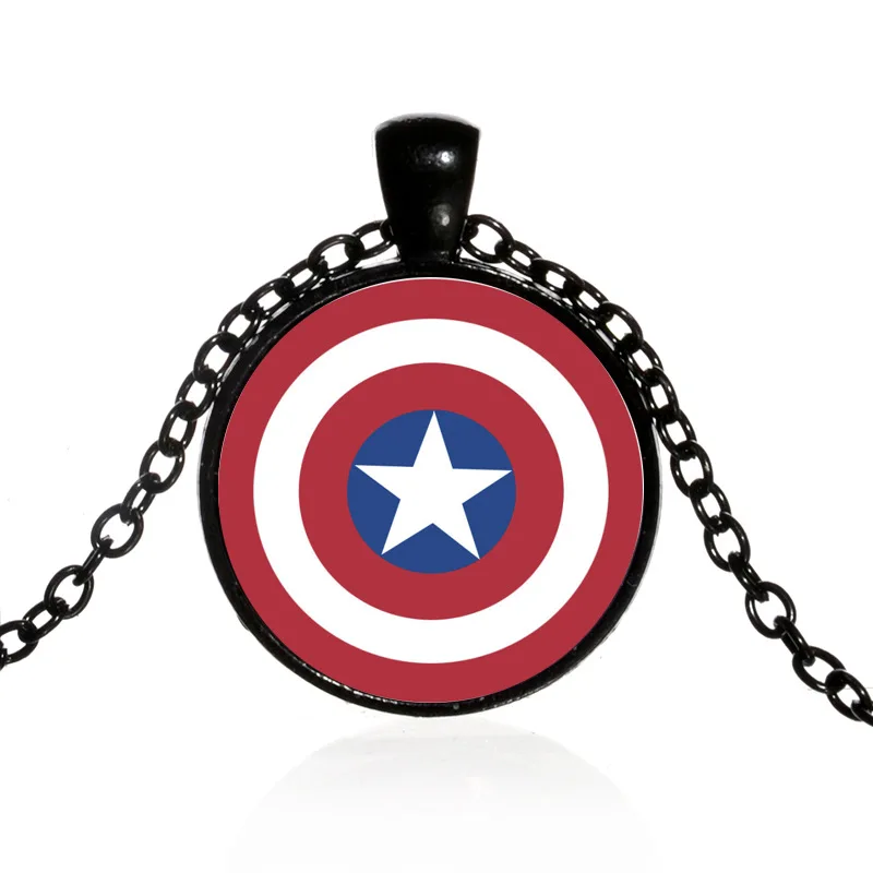 

New Marvel Avengers Captain America Cosplay Prop Steve Rogers Round Shield Metal Pendant Necklace Keychain Key Ring Decoration