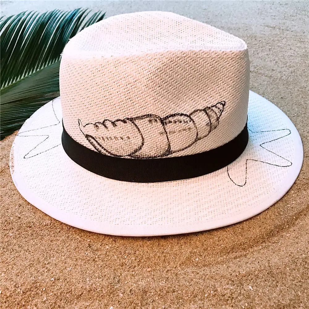 Fashion Summer Straw Sun Hat For Women Wide Brim Beach Panama Hat With