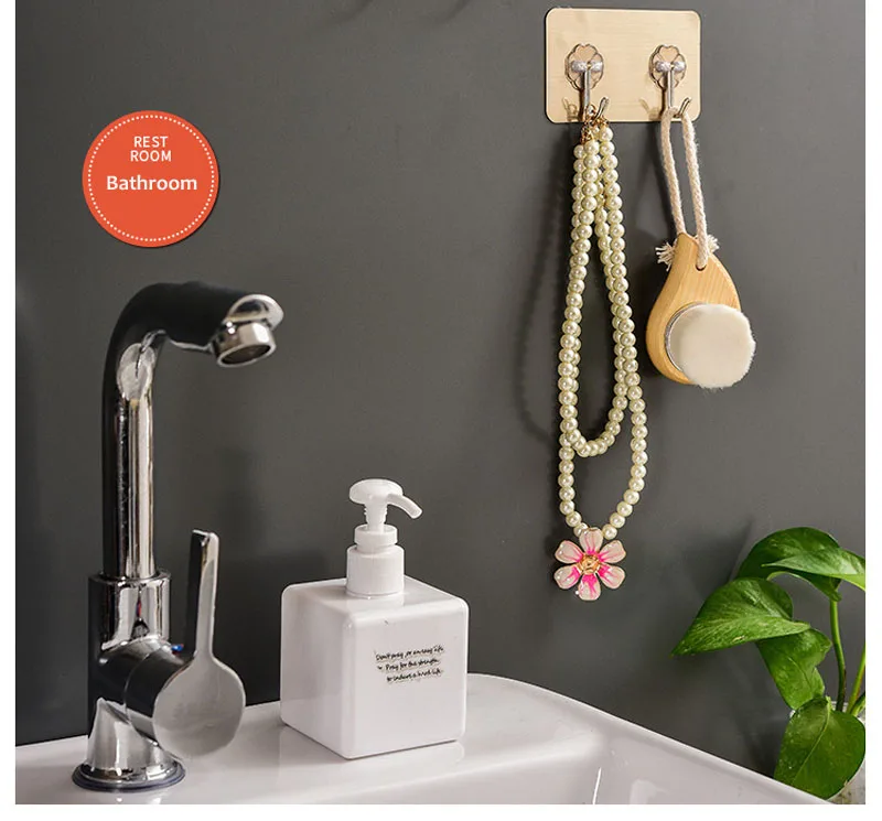 Double Row Wall Hooks For Hanging Self Adhesive Hooks Kitchen Bathroom Hangers Bag Key Wall Hooks Hangers Seamless (15)