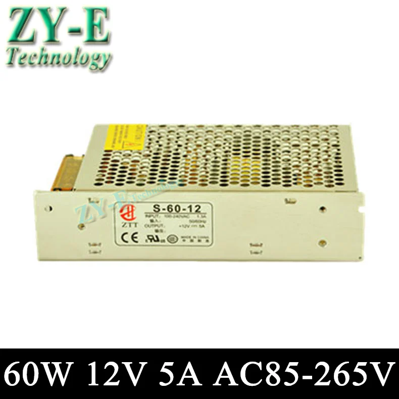 

60W 12V 5A Switching led DC Power Supply non-waterproof led driver for 3528/5050 LED strip light block power Free shipping