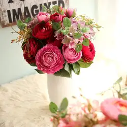 Искусственный шелк 1 букет земля Лотос Гортензия цветочный букет поддельные цветок организовать 4 цвета свадебные цветы украшения вечерние