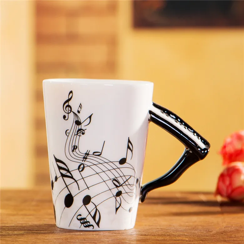 400ml Music Mug Creative Violin Style Guitar Ceramic Mug Coffee Tea Milk Stave Cups with Handle Coffee Mugs Novelty Gifts