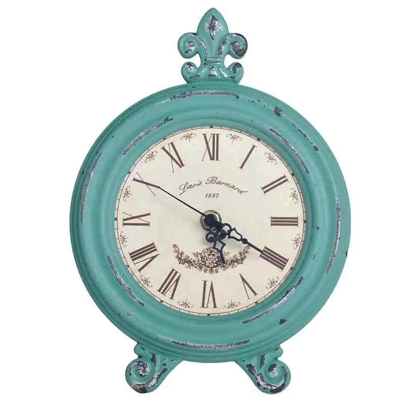 Retro Nostalgic Wooden Desk Clocks Round Home Desktop Clocks Ornament