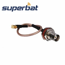 Superbat коаксиальный кабель BNC Женский Джек переборка в Mc-карты штекер прямым углом косичку кабеля RG316 15 см