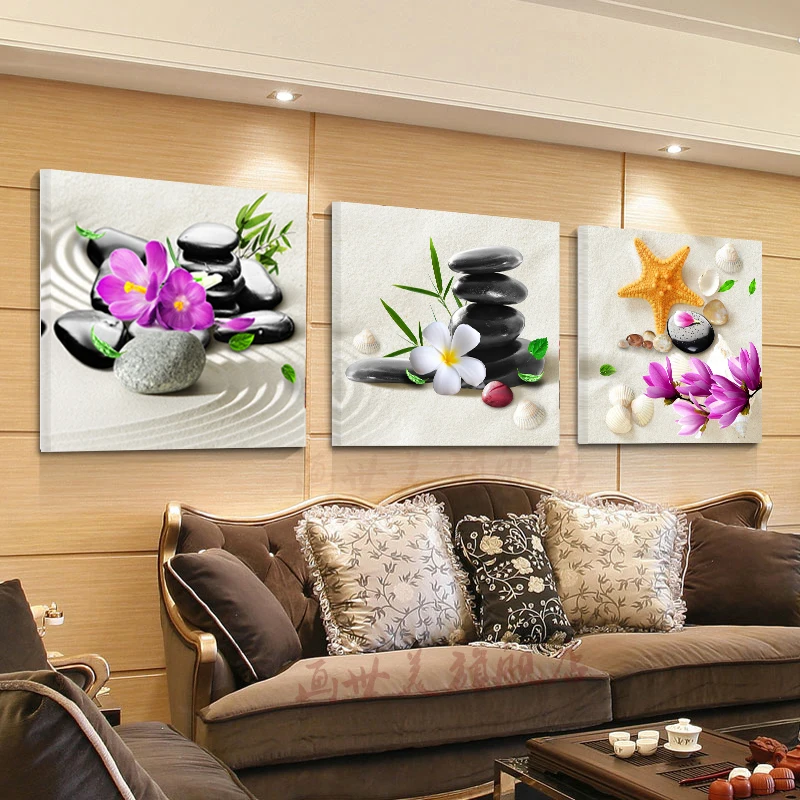 

DIY 5d Diamond Painting beach stone flowers triptych Cross Stitch Diamond Embroidery Icon Rhinestone Home Decor mosaic Painting