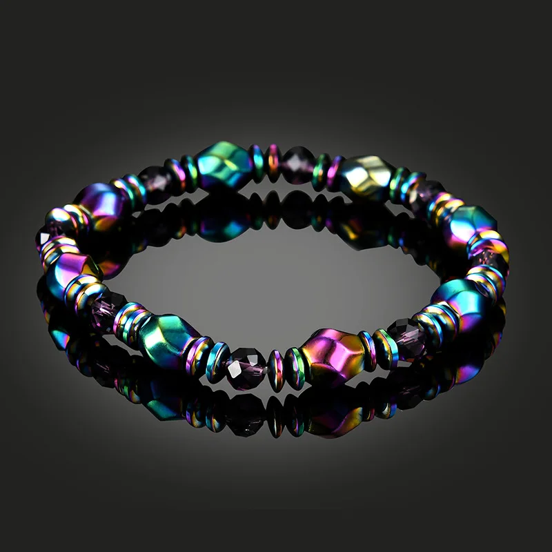 

New Fashion Hematite Magnetic Therapy Bracelets Weight Loss Bracelet Black Natural Stone Beads Slimming Bangles for Women Men