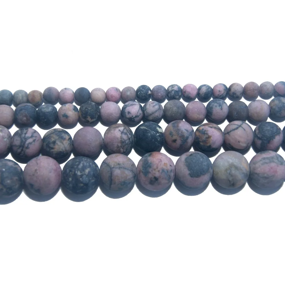 

Dull Polish Natural Stone Black Lace Rhodochrosite Beads 4 6 8 10 MM Pick Size For Jewelry Making DIY Bracelet Necklace Material