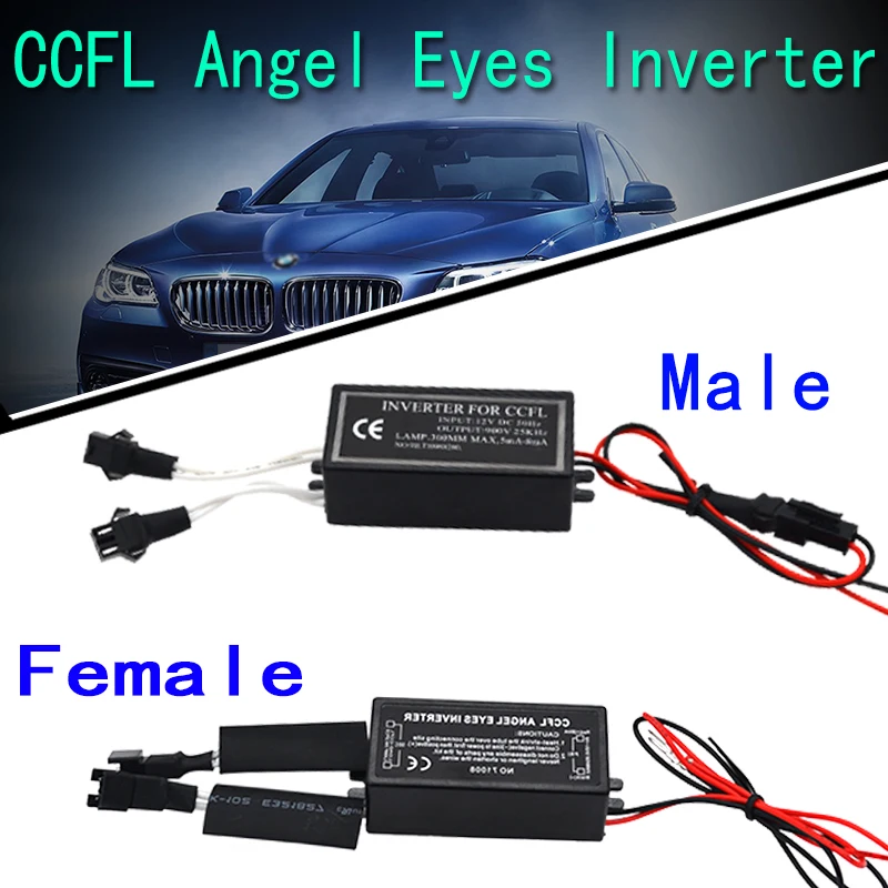 

SKYJOYCE 12V Female Male CCFL Angel Eyes Inverter for E36 E46 E39 Angel Eyes Halo Ring DRL CCFL Driver Spare Ballast car styling
