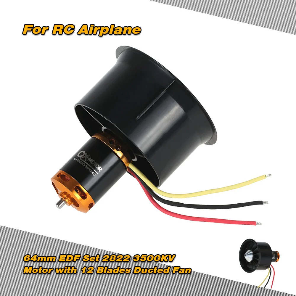

Hot Sale RC Accessory 64mm EDF Set 2822 3500KV Motor with 12 Blades Ducted Fan for RC Airplane Parts