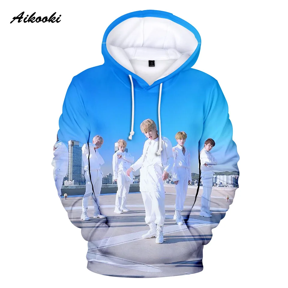 Новые 3D толстовки для мужчин осенние модные с капюшоном Звездные Kpop ATEEZ командные