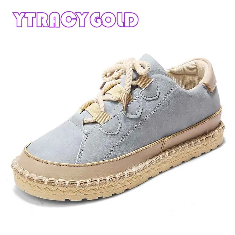 

YTracyGold Hemp Women Casual Shoes Ladies Walking Flats Women Sneakers Low Top Fisherman Shoes Outdoor Female Footwear Krasovki