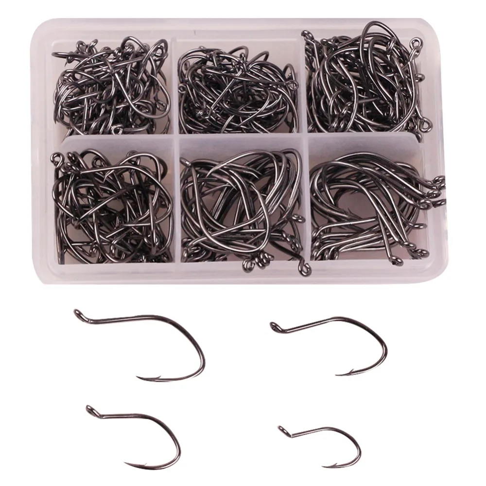 Fishing Hook Kit 220PCS Fishing Barbed Hooks Set with Box High Carbon