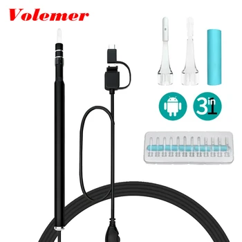 

Volemer 3 in 1 Visual Ear Cleaning Endoscope Camera Type C USB Ear Nose Throat Otoscopio Android Mini Camera Ear Tool Instrumts