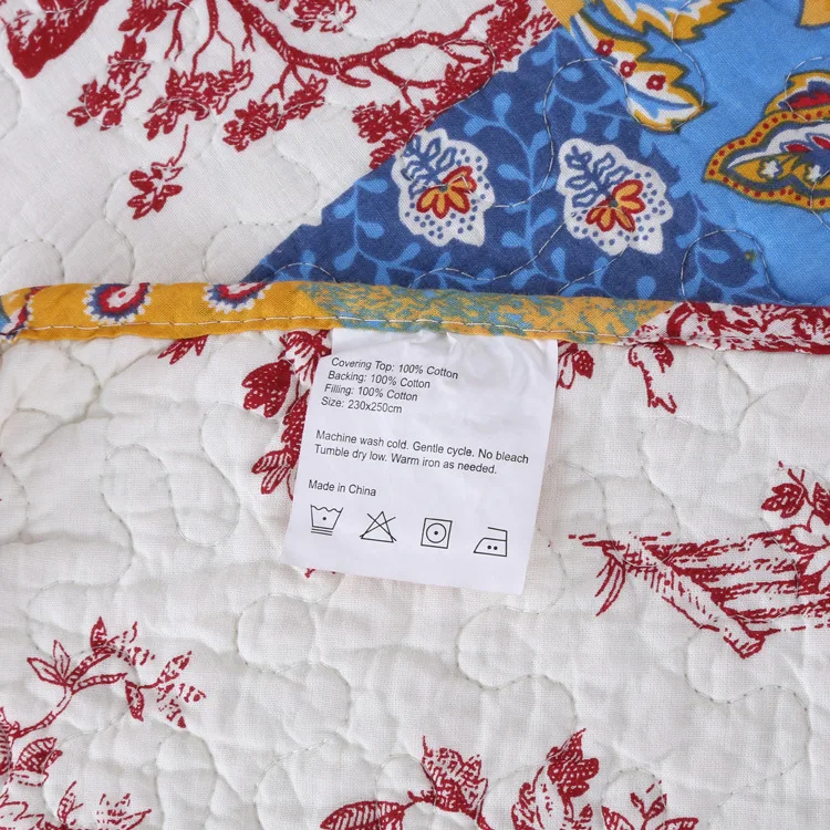 Ручной Лоскутная Стёганое одеяло комплект 3 шт. хлопок Стёганое одеяло ed покрывало Американский цветочное покрывало Стёганое одеяло s King Размеры покрывало набор