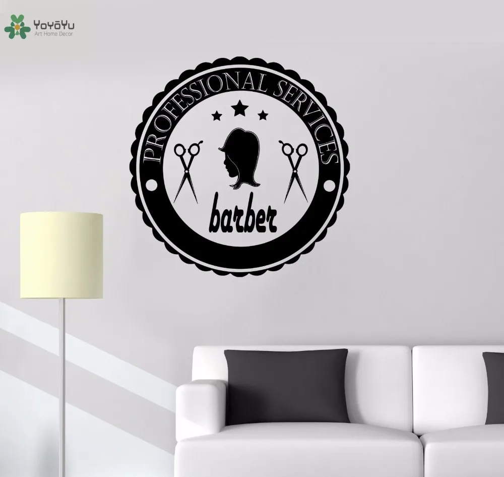 

YOYOYU Vinyl Wall Decal Barbershop Professional Services Scissors Star Hair Salon Interior Decoration Stickers FD516