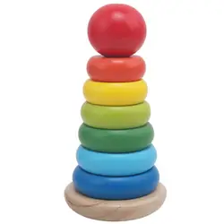Теплый Цвет Радуга укладки кольцо башня кубики для игр Деревянный малыш детская игрушка игрушки младенческие игрушки девочка