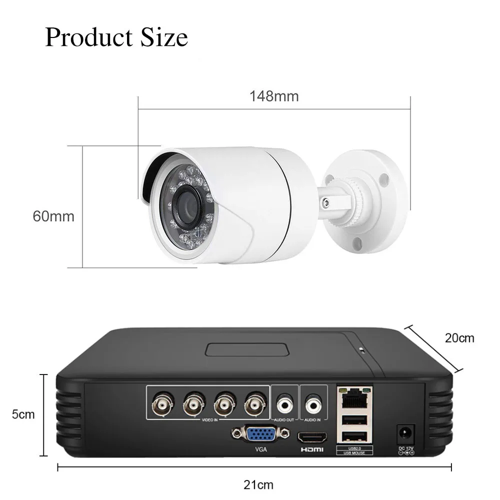 Система видеонаблюдения CCTV 4CH 720P/1080P комплект камеры AHD P2P HDMI H. 264 DVR