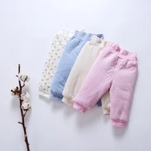 Детская одежда зимние теплые штаны для малышей одежда из хлопка для маленьких мальчиков и девочек детские брюки стеганые штаны с высокой талией для малышей