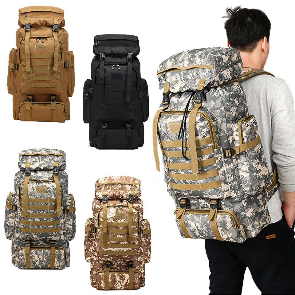

80L Waterproof Climbing Hiking Military Tactical Backpack Bag Camping Mountaineering Outdoor Sport Backpack Molle 3P Bags
