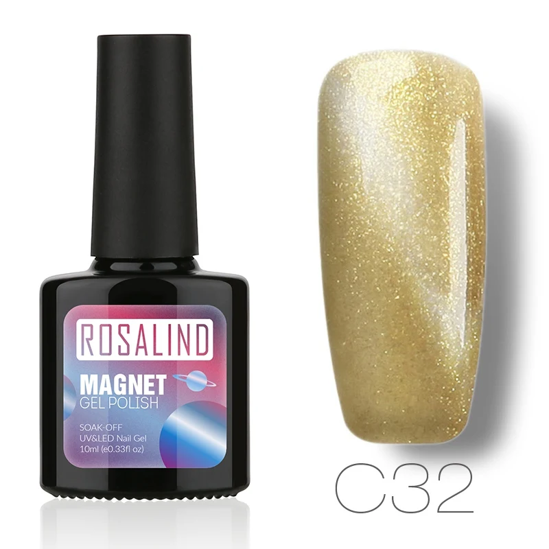 ROSALIND гель 1S P+ черная бутылка 10 мл кошачий глаз магнит C31-60 гель лак для ногтей УФ светодиодный Полупостоянный гель лак - Цвет: C32