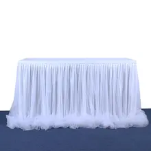Сетчатая газовая юбка для стола, Тюлевая юбка для стола, посуда, товары для свадебного торжества, украшения для дня рождения, рабочего стола