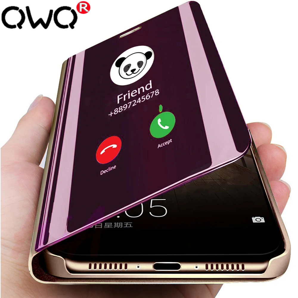 Clear View Cover Phone Case For Samsung Galaxy S9 S8 S10 Plus A8 A7 2018 Note 9 8 A50 Mirror Flip Case For Samsung a40 A30 Case