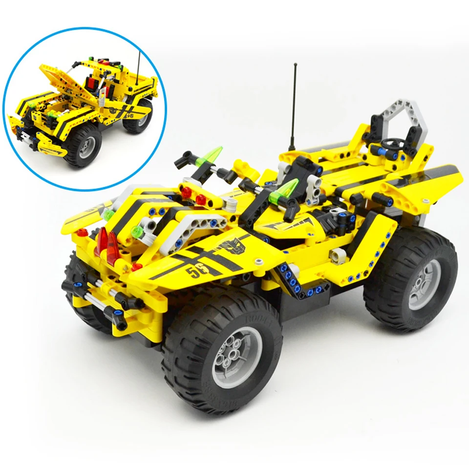 

Technic City 2 In 1 Transformable Race Car Building Block Set 2.4G Electric Remote Control RC Pickup Truck Toy Fit