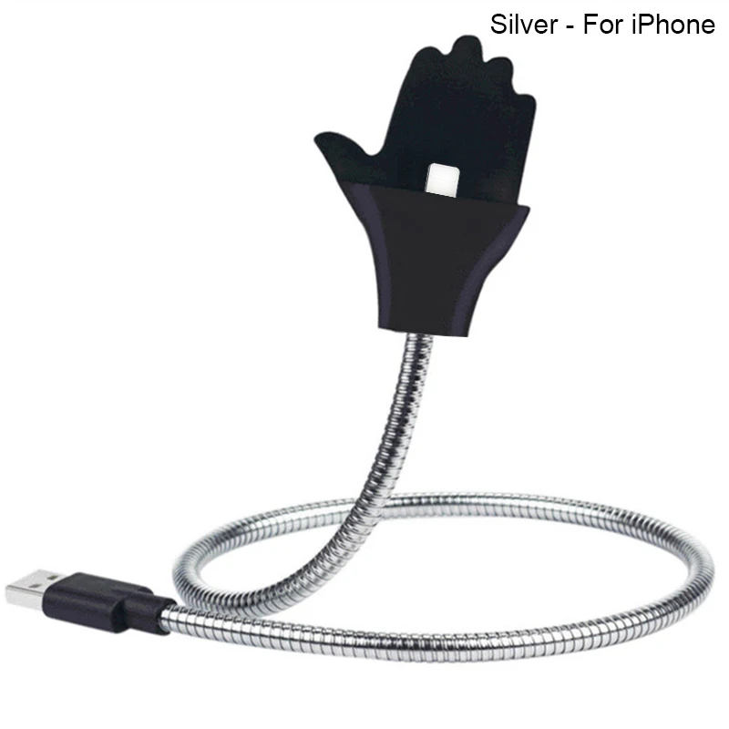 Ленивый гибкий стоячий зарядный кабель спиральный держатель для iPhone Android type-C QJY99 - Цвет: Фиолетовый