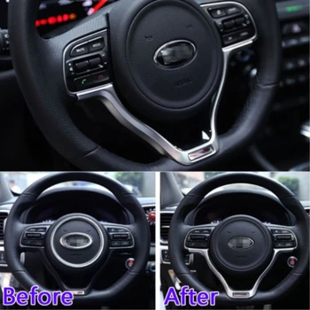 

Car ABS Interior Mouldings Steering Wheel Cover Panel Trim Insert Frame Bezel Decal For Kia Sportage SX 2017 Car Styling Covers