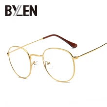 BYLEN, ретро оправа для очков, для мужчин, большая металлическая стеклянная оправа, для женщин, роскошная, унисекс, оптическое, прозрачное стекло, es оправа, очки