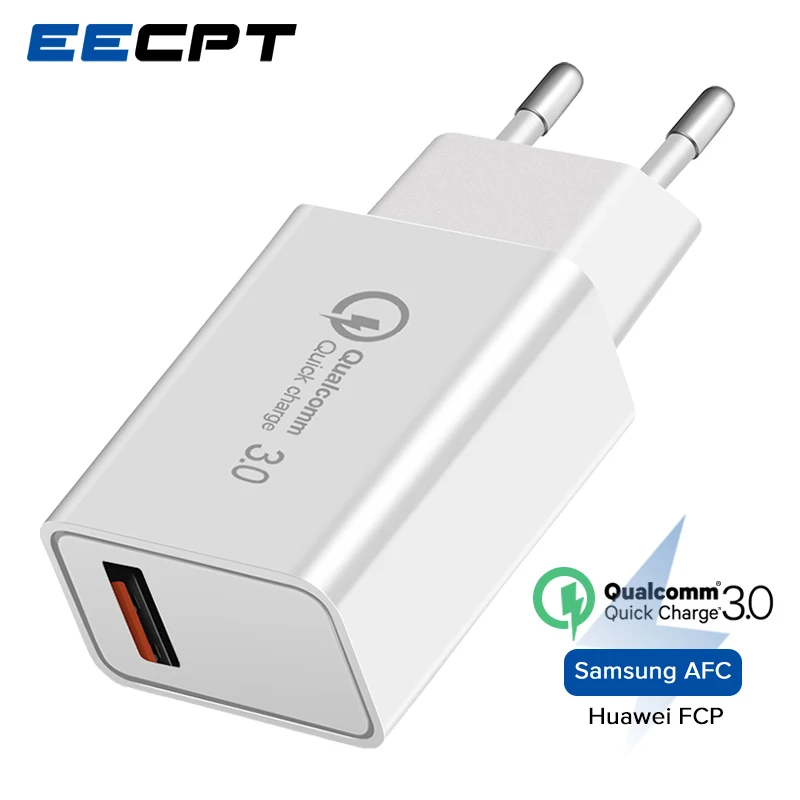 

EECPT 5V 3A USB Charger Quick Charge 3.0 Travel Wall Power Adapter 18W QC3.0 Mobile Phone Charger for iPhone X Samsung S9 Xiaomi