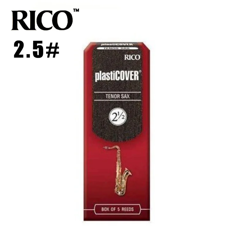 RICO пластиковое покрытие тенор Bb винил водонепроницаемый Sachs reed 2,5#, 3,0#, 3,5# коробка из 5 - Цвет: 2 and half