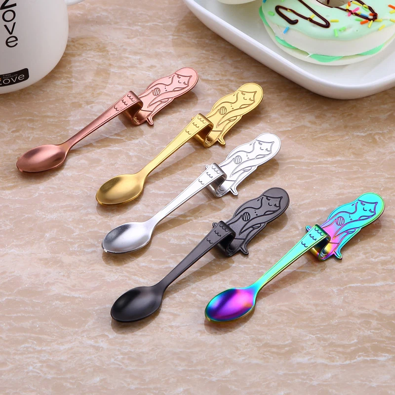 

1 Pc Kitchen Silver Mermaid Spoon Handle Spoons Flatware Coffee Drinking Tool Size 12.5*2 CM #268043