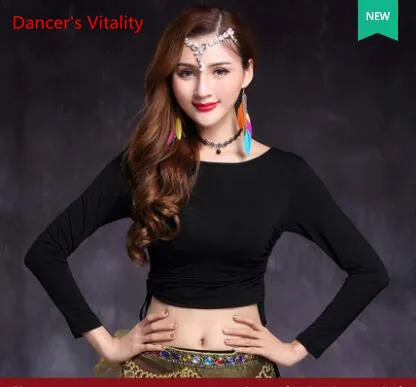 Взрослый сексуальный блесток сетка танец живота топы рубашка костюмы для женщин танец живота индийская одежда танцовщица одежды - Цвет: Черный