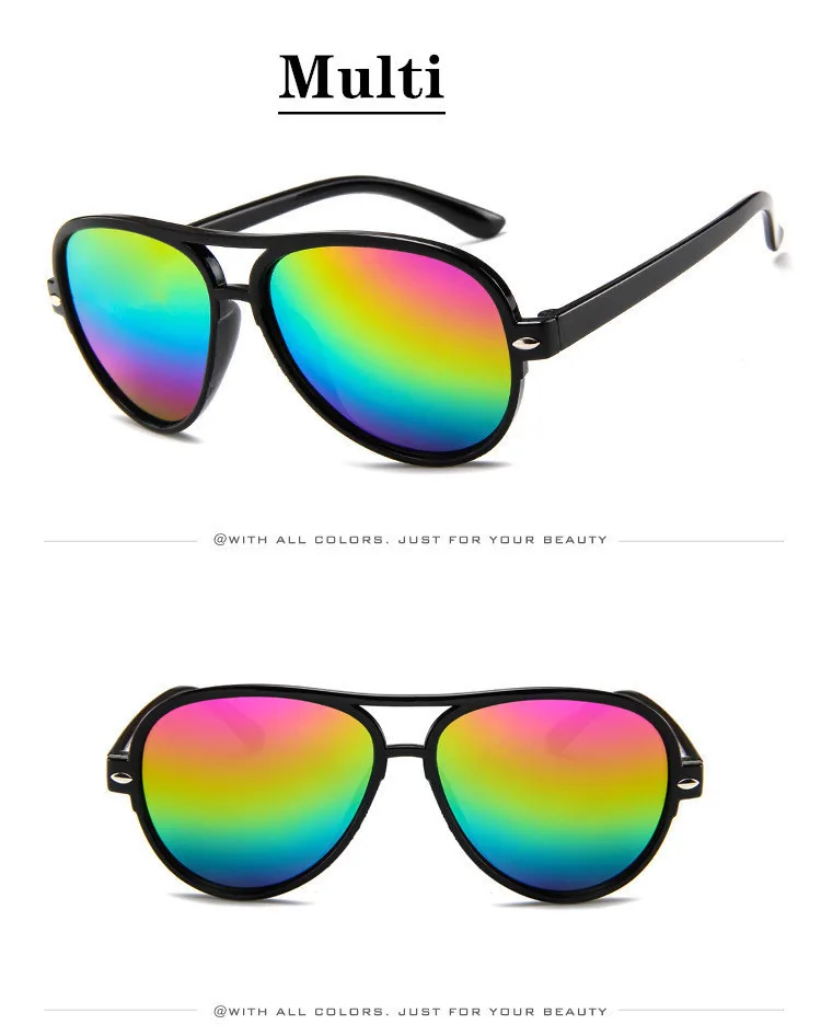 New Kids Sunglasses for Children Fashion Polycarbonate Frame Mirror Sun Glasses Acrylic Lens Double Beam Grils Glasses