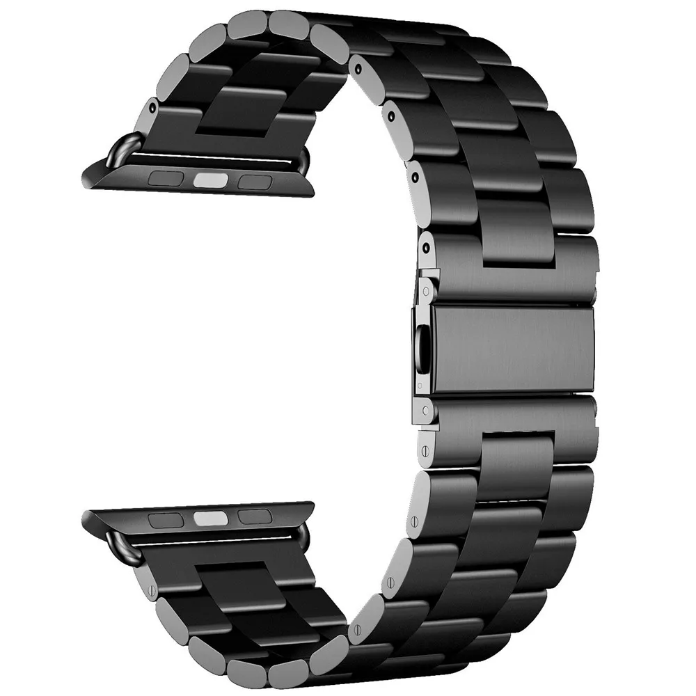 Нержавеющая сталь ремешок для наручных часов Apple Watch, версии 44/42/40/38 мм, сопутствующий браслет, ремешок для наручных часов iWatch, версия 5/4/3/2/1, с металлическим ремнем, аксессуары - Цвет ремешка: Black