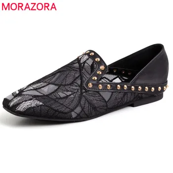 

MORAZORA 2020 hot sale women flat shoes air mesh spring summer shoes slip on comfortable casual shoes ladies single shoes black