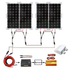 400W 4x 100W Mono Solarmodule With 20A charger controllerv & 1KW 24V-220V inverter