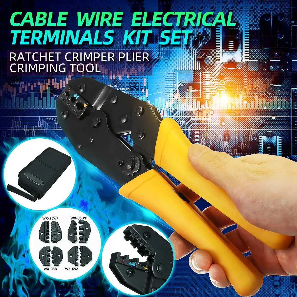 

Multifunction 4 in 1 Ratchet Crimper Plier Crimping Tool Cable Wire Electrical Terminals Screwdriver Kit Electrician Hand Tools