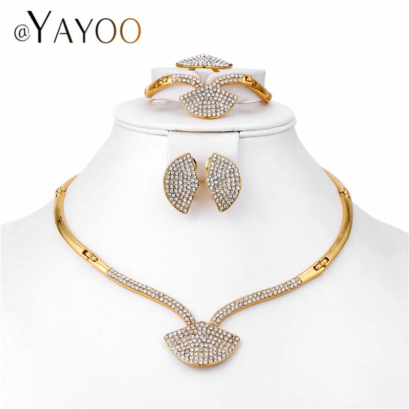 

AYAYOO Women Gold Color Jewelry Set For Wedding 2018 African Beads Jewelry Set Dubai Bridal Heart Earrings And Necklace Set