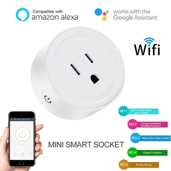 

Timethinker Ewelink WiFi Smart Socket Light Switch 10A Remote Voice Control US Power Plug Work with Alexa Google Home Automation
