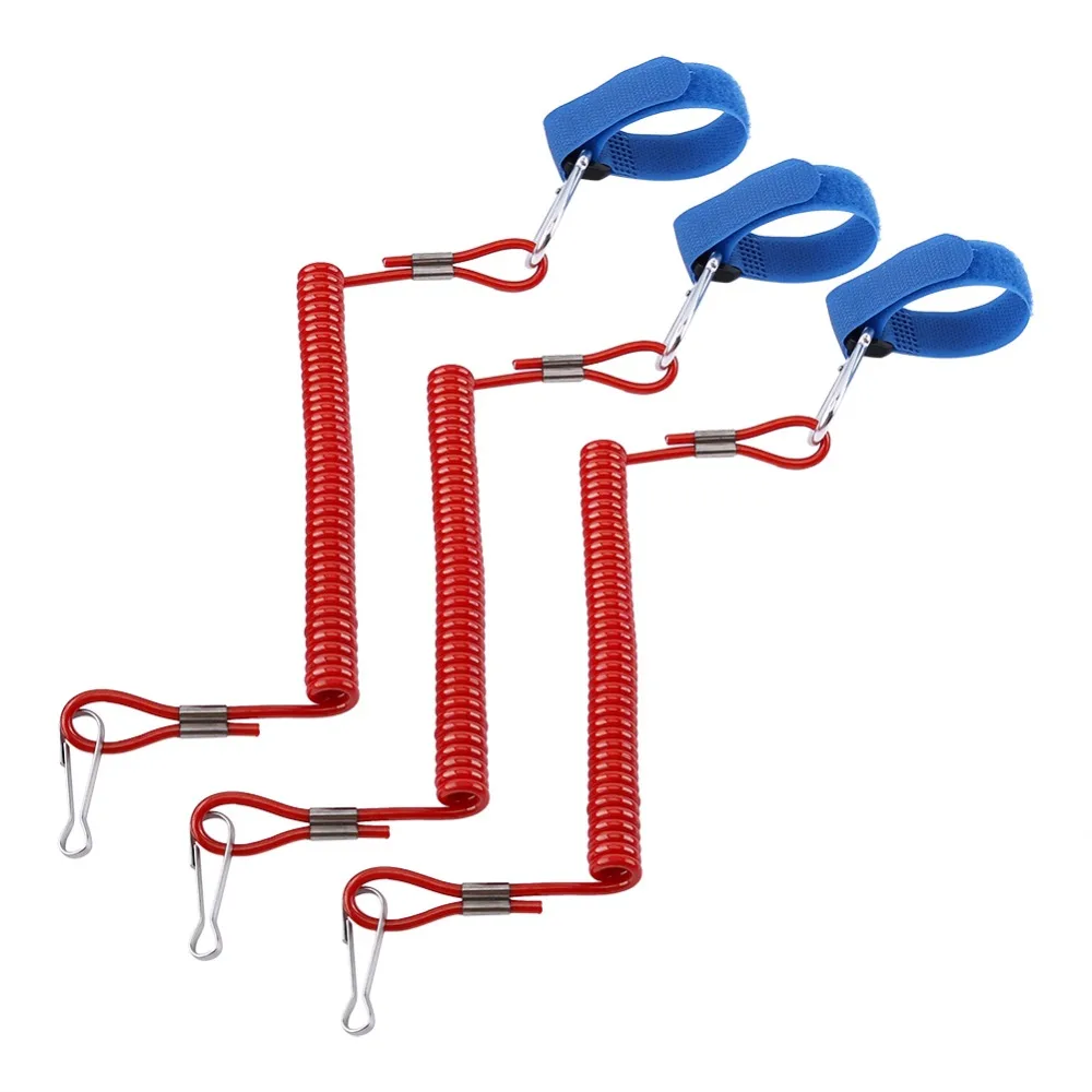 

3PCS Kayak Canoe Coiled Paddle Leash Fishing Rod Lanyard Elastic Safety Leash Rowing Boats Raft Surfboard Swivel Strech Rope