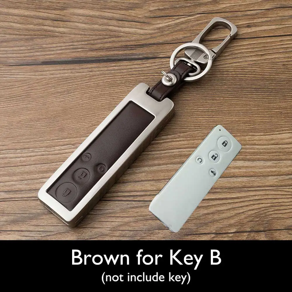 Brown for Key B ATOBABI цинковый сплав+ кожа ключа автомобиля чехол дистанционного Брелок Обложка держатель Shell Skin Protector для BYD S7 S6 F3 f0 L3 E6 M6 G3 Тан - Название цвета: Brown for Key B
